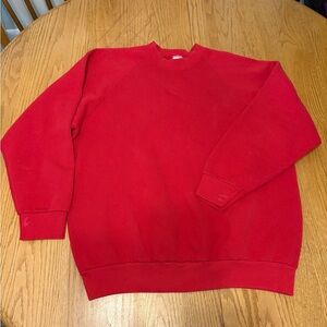 Fruit of the Loom Vibrant Red Crewneck Sweater Womens Large Raglan 90s Cozy